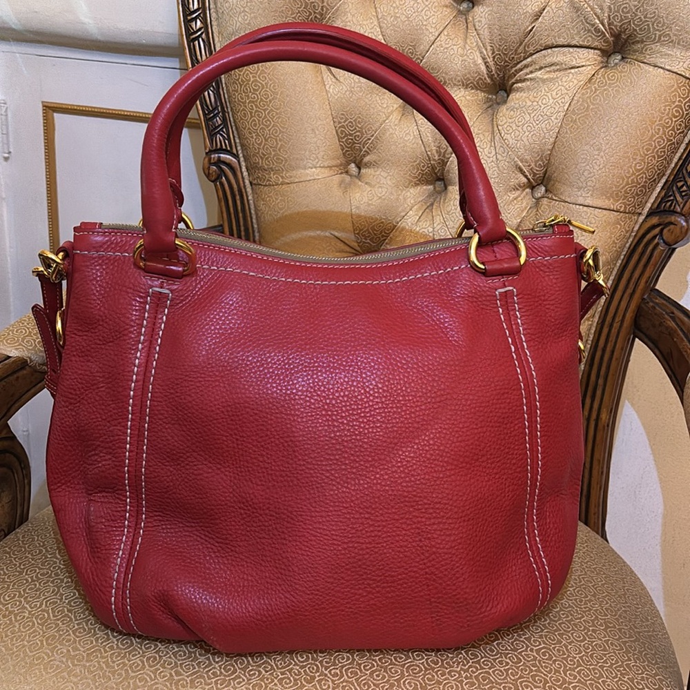 Prada Red Vitello Daino Sacca 2 Manici Tote - Picture 3 of 10
